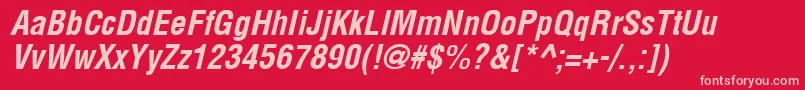 Arenacondensed Bold Italic Font – Pink Fonts on Red Background