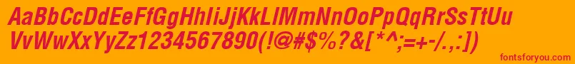 フォントArenacondensed Bold Italic – オレンジの背景に赤い文字