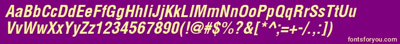 Weitere Informationen zur Arenacondensed Bold Italic-Schriftart Arenacondensed Bold Italic-Schriftart – Gelbe Schriften auf violettem Hintergrund