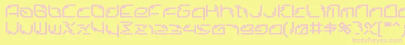 Ltr06.Artcore-fontti – vaaleanpunaiset fontit keltaisella taustalla