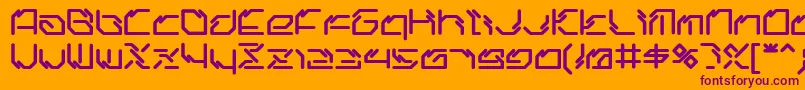 Ltr06.Artcore-fontti – violetit fontit oranssilla taustalla