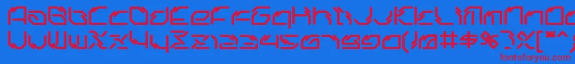 Ltr06.Artcore Font – Red Fonts on Blue Background