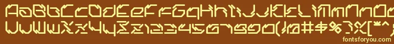 Ltr06.Artcore-fontti – keltaiset fontit ruskealla taustalla