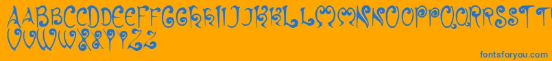 フォントHyacinth – オレンジの背景に青い文字