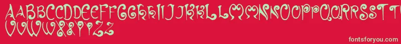 Hyacinth-Schriftart – Grüne Schriften auf rotem Hintergrund