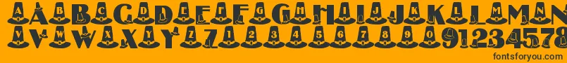 LmsPuritanPartyHats Font – Black Fonts on Orange Background
