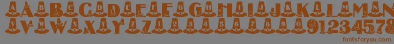 LmsPuritanPartyHats Font – Brown Fonts on Gray Background