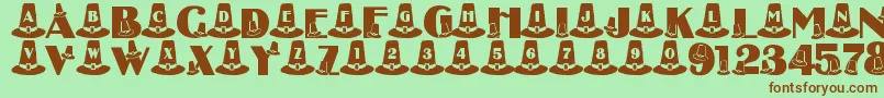 LmsPuritanPartyHats Font – Brown Fonts on Green Background
