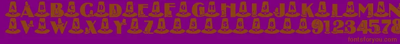フォントLmsPuritanPartyHats – 紫色の背景に茶色のフォント