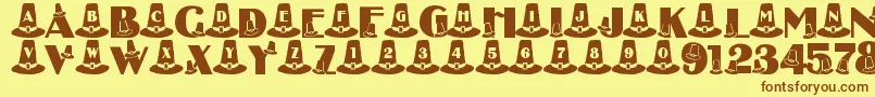 LmsPuritanPartyHats Font – Brown Fonts on Yellow Background