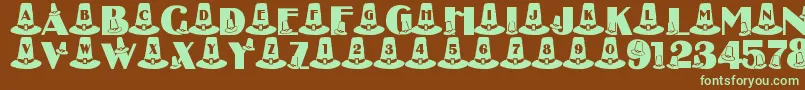 LmsPuritanPartyHats Font – Green Fonts on Brown Background