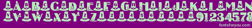 LmsPuritanPartyHats Font – Green Fonts on Purple Background