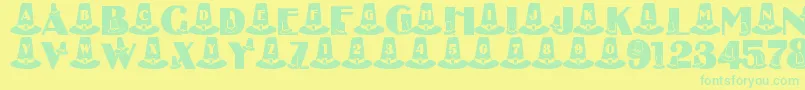 LmsPuritanPartyHats Font – Green Fonts on Yellow Background