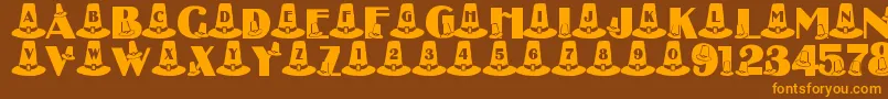 LmsPuritanPartyHats Font – Orange Fonts on Brown Background