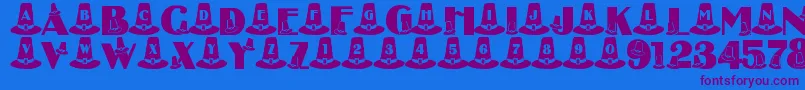 LmsPuritanPartyHats Font – Purple Fonts on Blue Background