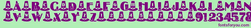 LmsPuritanPartyHats Font – Purple Fonts on Green Background