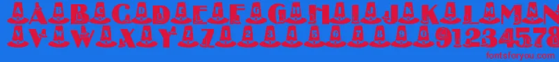 LmsPuritanPartyHats Font – Red Fonts on Blue Background