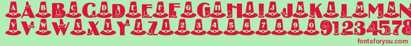 LmsPuritanPartyHats Font – Red Fonts on Green Background