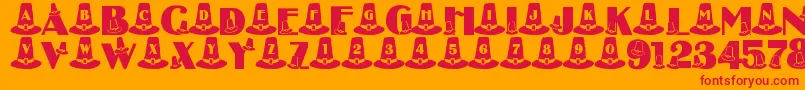 LmsPuritanPartyHats Font – Red Fonts on Orange Background