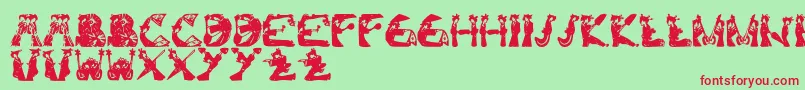 KamiGeishaFont Font – Red Fonts on Green Background