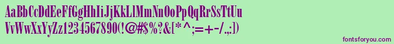 Police BodoniLtPosterCompressed – polices violettes sur fond vert