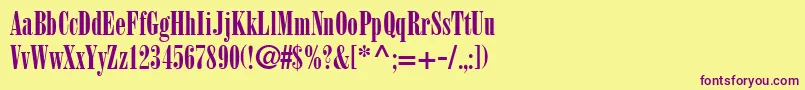 BodoniLtPosterCompressed Font – Purple Fonts on Yellow Background