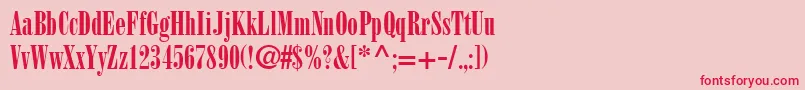 BodoniLtPosterCompressed Font – Red Fonts on Pink Background