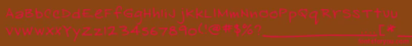 フォントEasthandFont – 赤い文字が茶色の背景にあります。