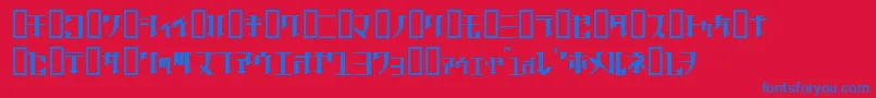 Golgrgj-Schriftart – Blaue Schriften auf rotem Hintergrund