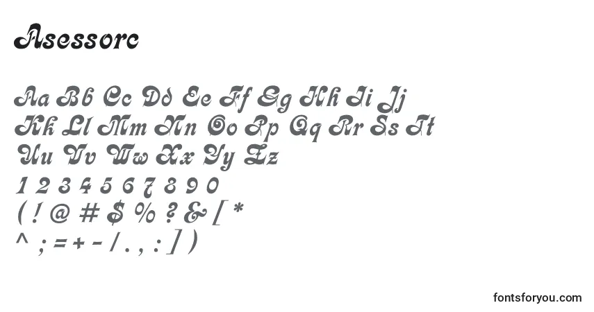 Шрифт Asessorc – алфавит, цифры, специальные символы