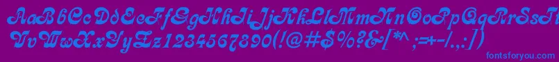 フォントAsessorc – 紫色の背景に青い文字