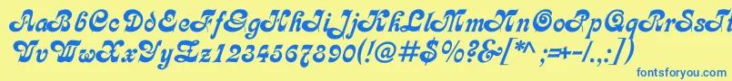 Asessorc Font – Blue Fonts on Yellow Background