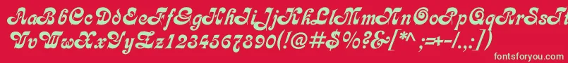 フォントAsessorc – 赤い背景に緑の文字