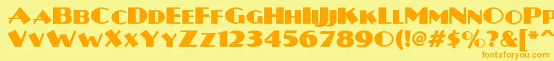Plug-Schriftart – Orangefarbene Schriften auf gelbem Hintergrund