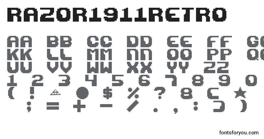 Schriftart Razor1911Retro – Alphabet, Zahlen, spezielle Symbole