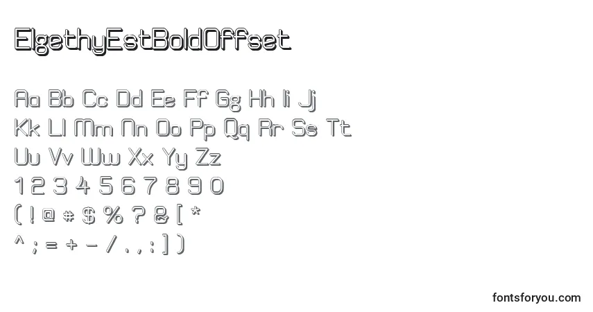 A fonte ElgethyEstBoldOffset – alfabeto, números, caracteres especiais