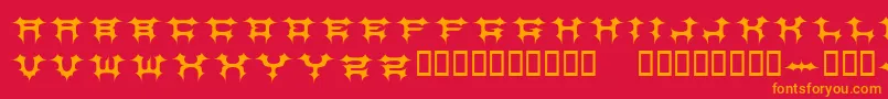 Fonte Cosmbv – fontes laranjas em um fundo vermelho