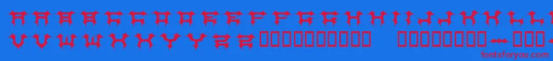 Cosmbv Font – Red Fonts on Blue Background