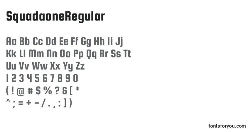 A fonte SquadaoneRegular – alfabeto, números, caracteres especiais