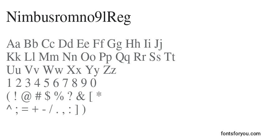 A fonte Nimbusromno9lReg – alfabeto, números, caracteres especiais
