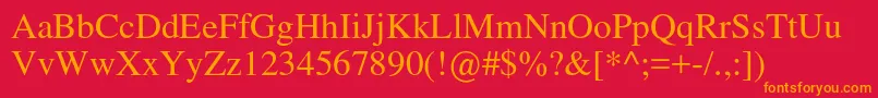 Nimbusromno9lReg Font – Orange Fonts on Red Background