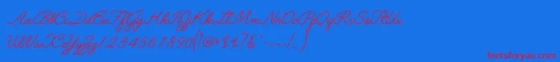 Angelface-Schriftart – Rote Schriften auf blauem Hintergrund
