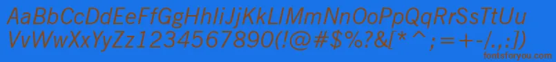 NewsGothicItalicBt Font – Brown Fonts on Blue Background