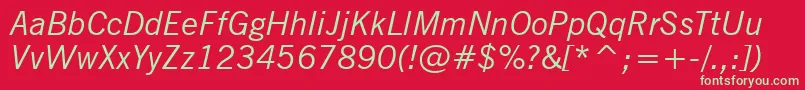 NewsGothicItalicBt Font – Green Fonts on Red Background