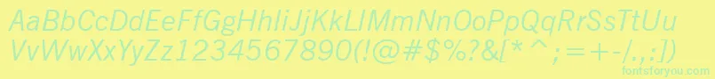 NewsGothicItalicBt Font – Green Fonts on Yellow Background