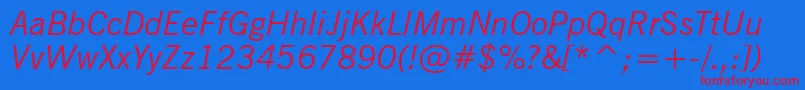 フォントNewsGothicItalicBt – 赤い文字の青い背景