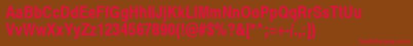 Swiss721NarrowBoldSwa Font – Red Fonts on Brown Background