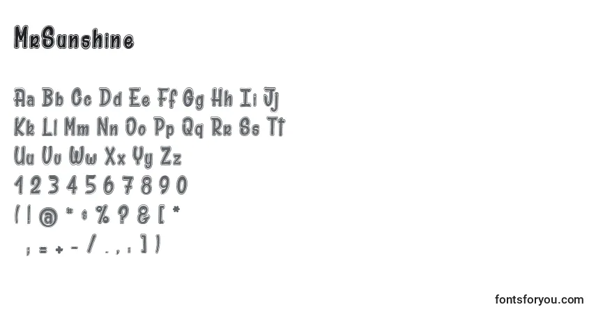Schriftart MrSunshine – Alphabet, Zahlen, spezielle Symbole