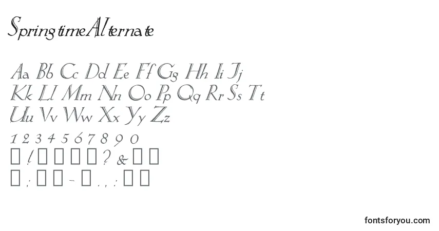 Czcionka SpringtimeAlternate – alfabet, cyfry, specjalne znaki
