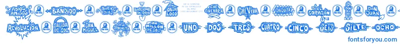 Che Font – Blue Fonts on White Background